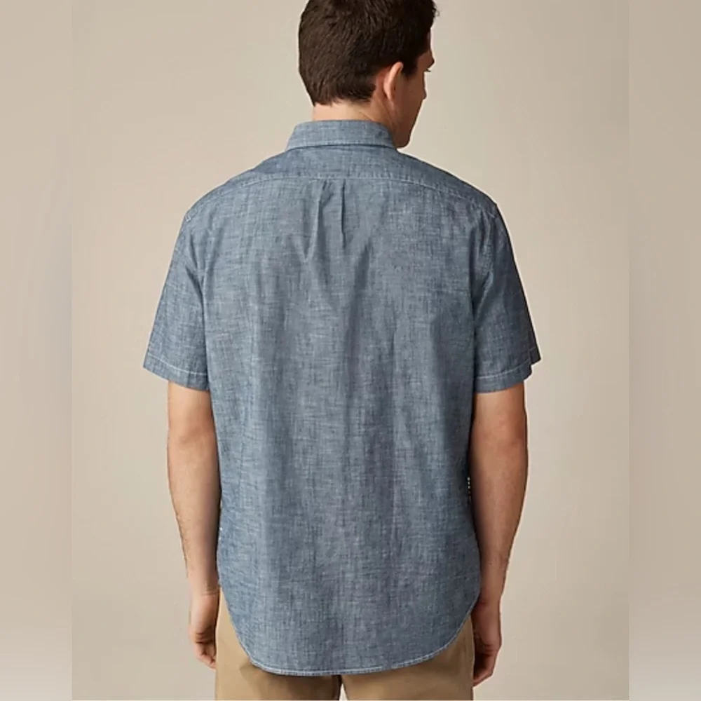 J. Crew - Short-Sleeve 100% Organic Chambray Cotton Button Down - Size M Slim